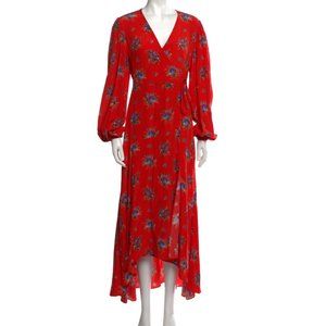 Ganni Floral Red Wrap Dress